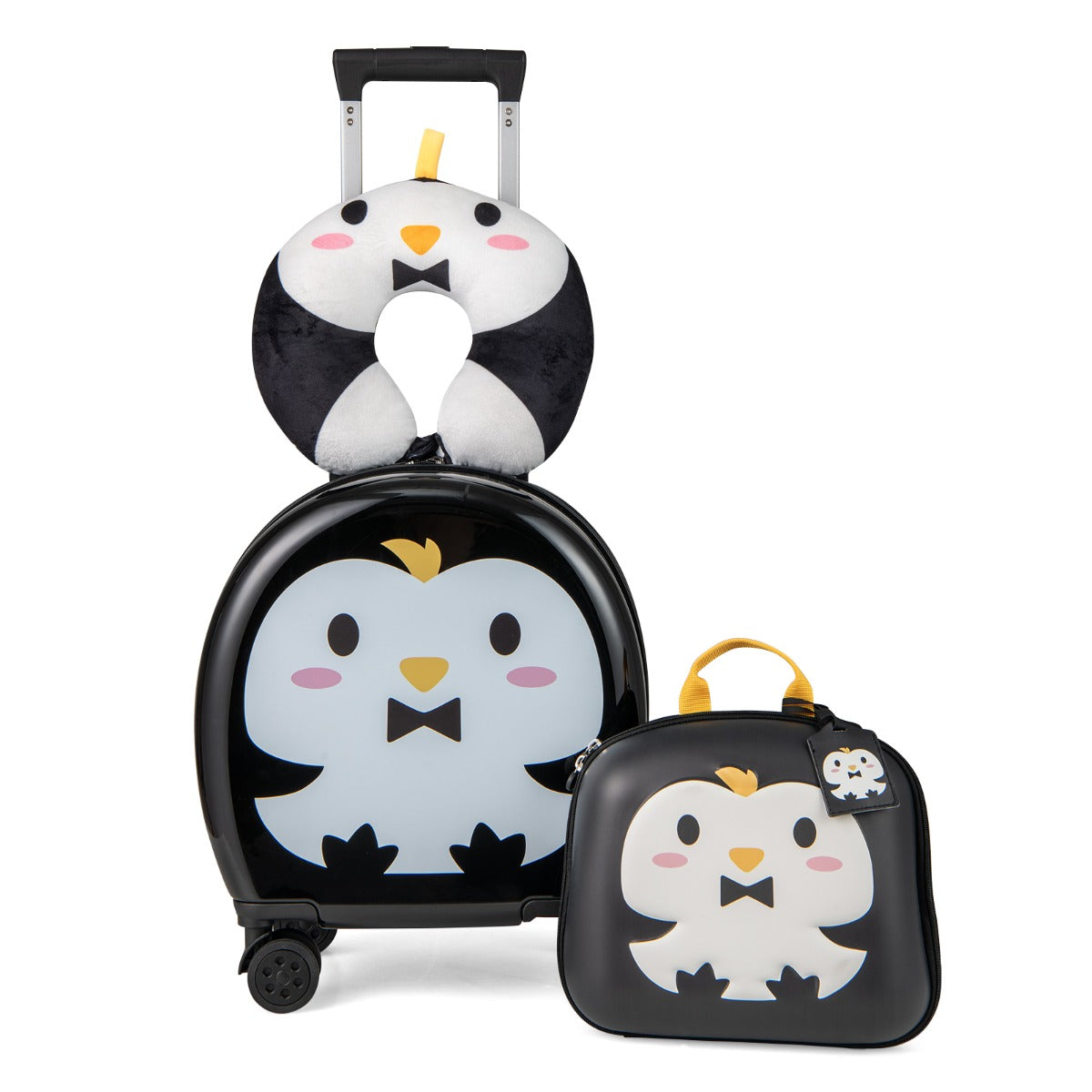 4-Piece Kids Luggage Suitcase Set with 14 Inch Hardside Spinner-Black