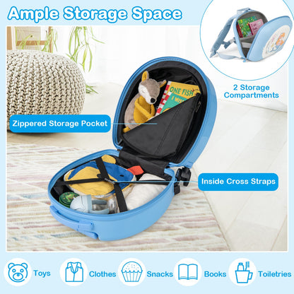 4-Piece Kids Luggage Suitcase Set with 14 Inch Hardside Spinner-Blue