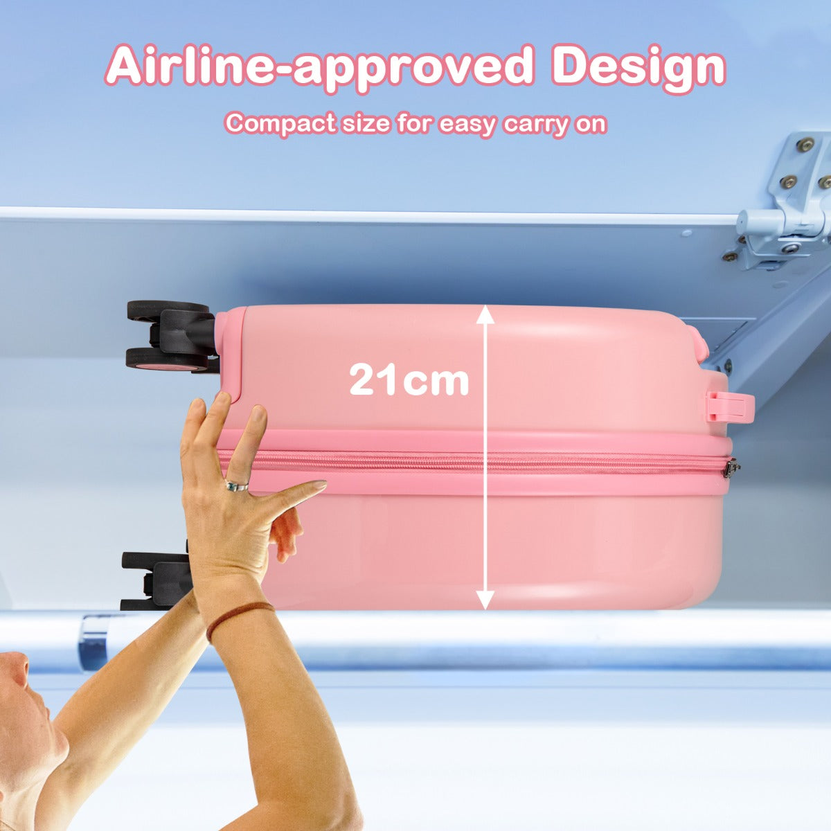 4-Piece Kids Luggage Suitcase Set with 14 Inch Hardside Spinner-Pink