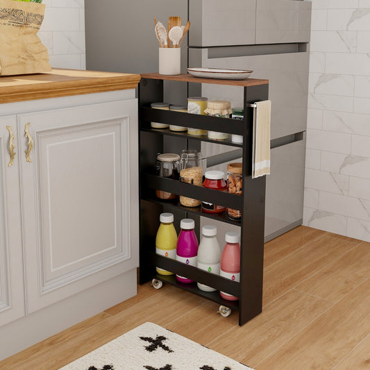 Costway 4-Tier Slim Storage Cart with Open Shelves for Kitchen Bathroom Living Room-Grey