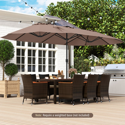 4.7 m Extra-Large Patio Umbrella with LED Solar Lights for Backyard-Coffee