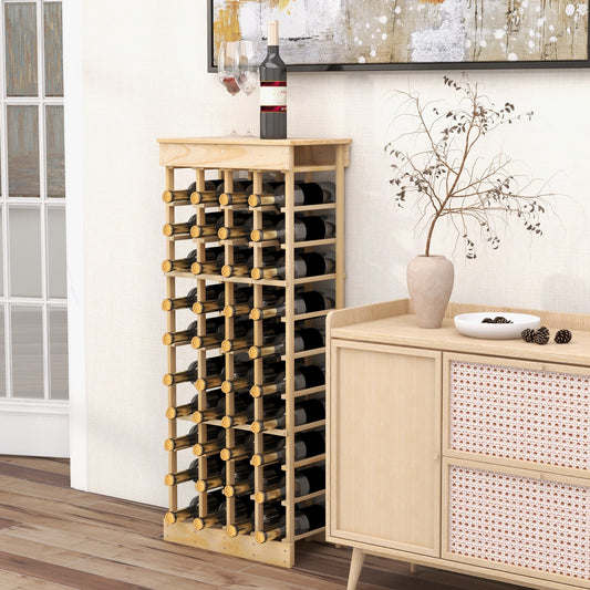 Costway 40-Bottle Wood Wine Rack with Tabletop for Cellar & Dining Room
