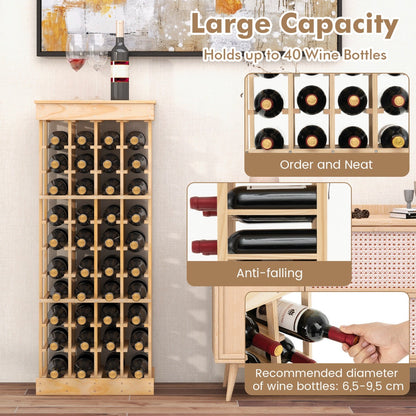 Anti-tipping device secures the wine shelf to the wall and helps prevent wobbling