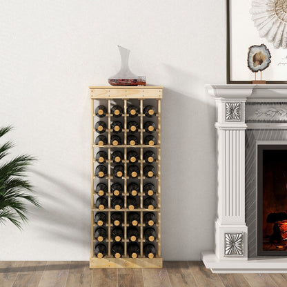 Wide base adds stability to the freestanding wine rack in dining rooms and kitchens