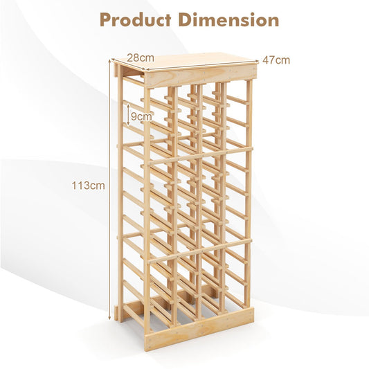 Ten-tier freestanding wine rack stores up to 40 bottles in an elegant organized display