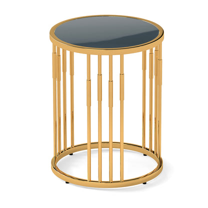 40cm Glass Coffee Table with Gold Metal Frame for Small Space-Golden