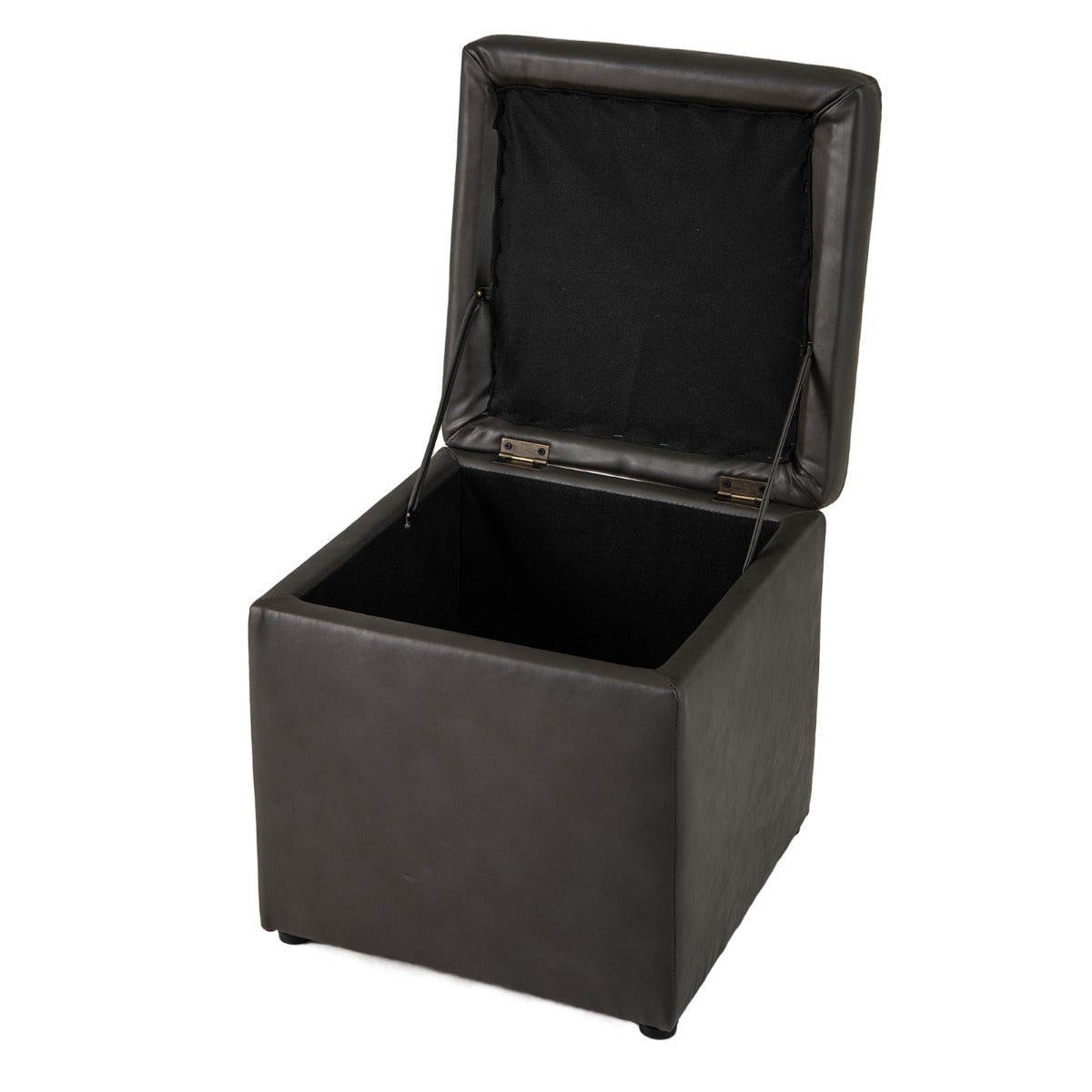 40cm PU Leather Cube Storage Ottoman with Lid-Grey