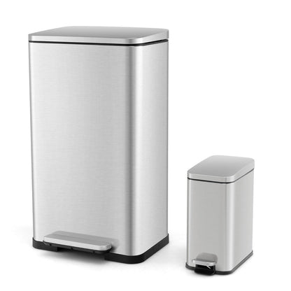 Dual waste bin set provides 46L total capacity for household rubbish and recycling organization