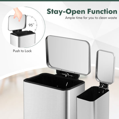 Removable inner buckets make replacing bags and cleaning spills quick and straightforward