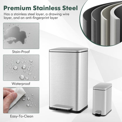 Large trash can suits kitchens and living rooms while the small bin fits bathrooms or offices