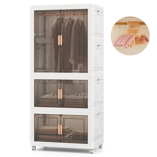 420L Storage Bins with Lid Portable Plastic Wardrobe Closet Organizer-White