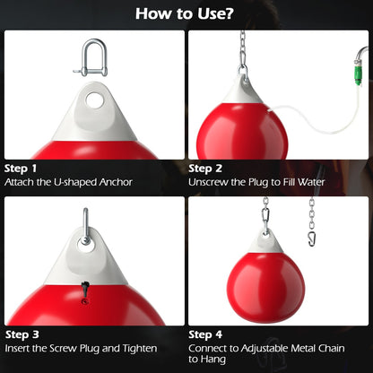 45cm 50kg Water Punching Bag with Adjustable Metal Chain-Red