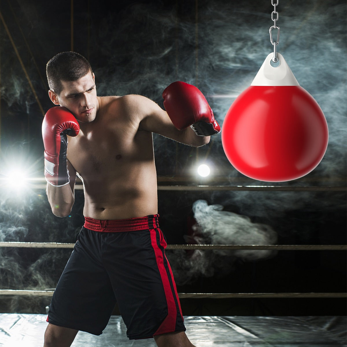45cm 50kg Water Punching Bag with Adjustable Metal Chain-Red