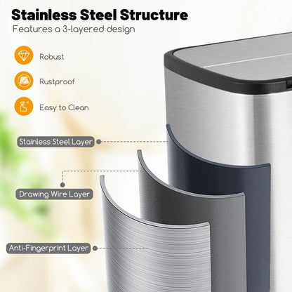 46L kitchen rubbish bin with sealed lids to help contain unpleasant odours