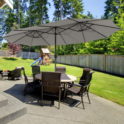 Solar charging patio umbrella illuminates outdoor gatherings without power cords or electrical outlets