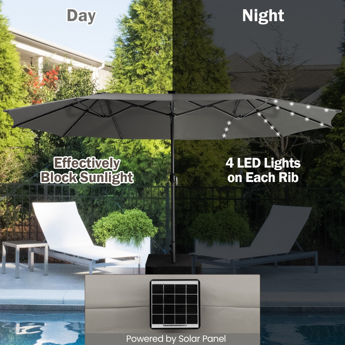 480 cm garden umbrella with convenient hand crank for smooth opening and closing operation