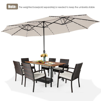 Extra-large 480 cm patio umbrella requires a weighted base for stable outdoor placement