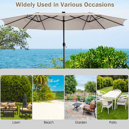 Beige, coffee, or gray twin market umbrella suits patios, gardens, backyards, cafes, and bars