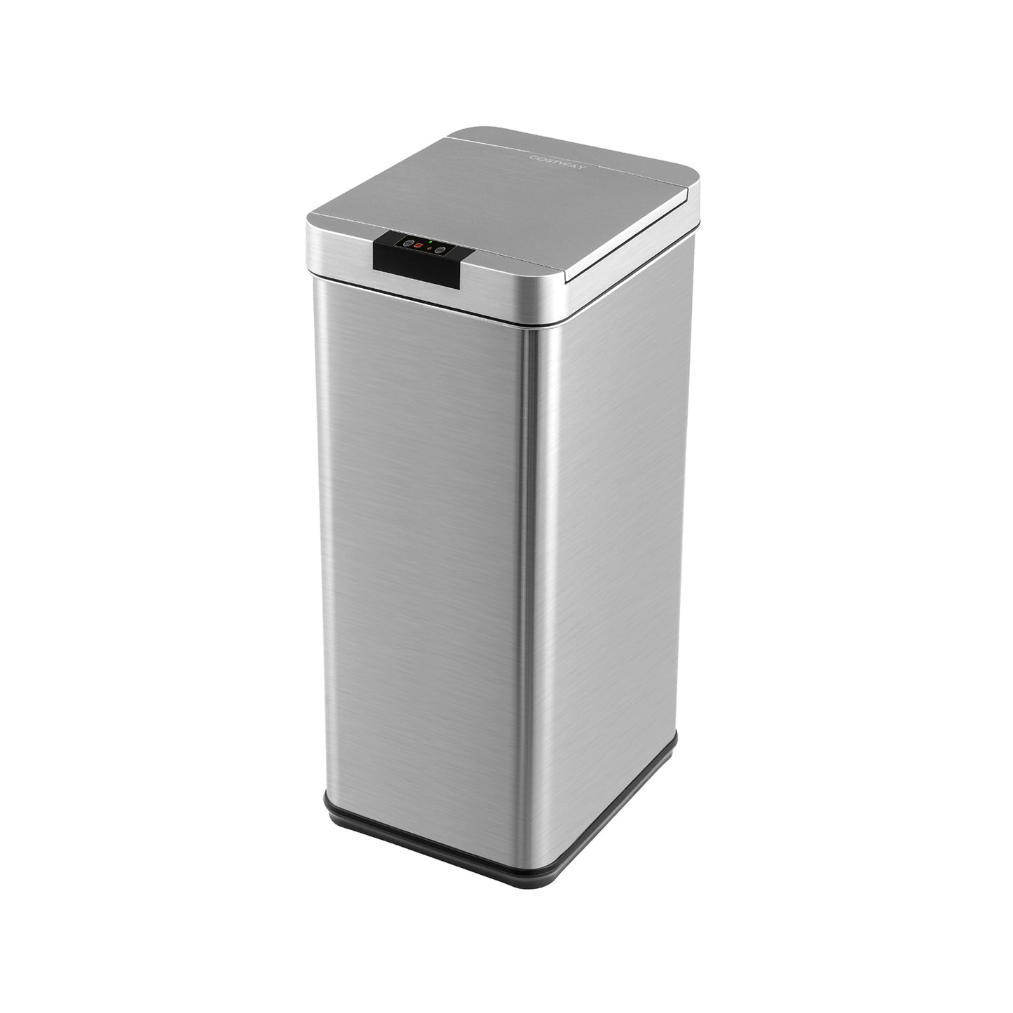 48L Automatic Trash Can with Lid Slim Rectangular Trash Bin-Silver