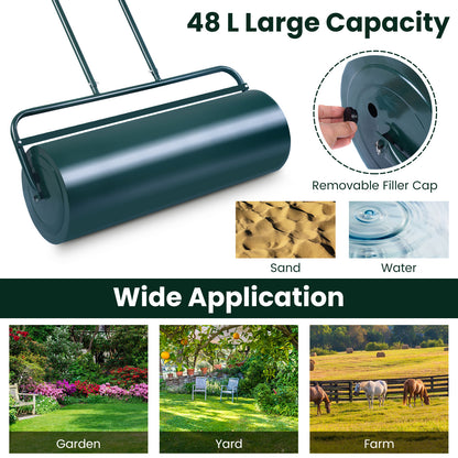 48L Lawn Roller with U-shaped Handle for Park Backyard Garden-Green