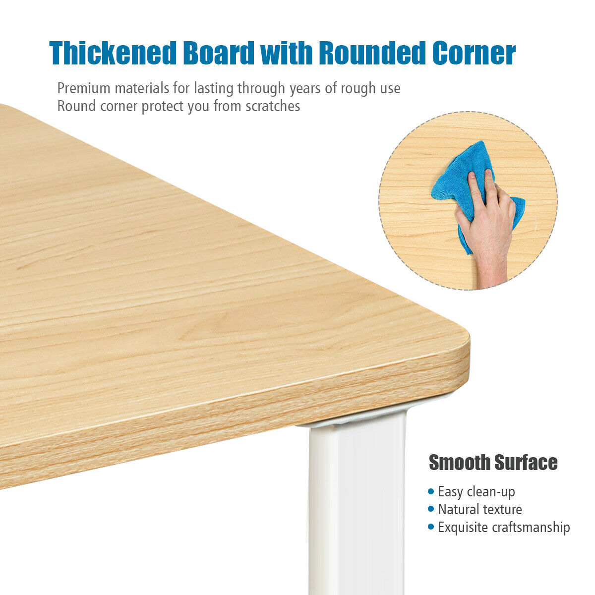 Costway L-Shape 360° Rotating Computer PC Desk Corner Table-natural