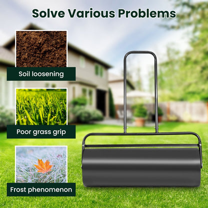 48L Lawn Roller with U-shaped Handle for Park Backyard Garden-Black
