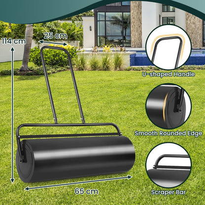 48L Lawn Roller with U-shaped Handle for Park Backyard Garden-Black