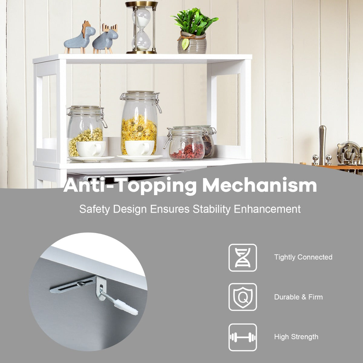 Costway Storage Cabinet Display Shelf with Durable Material for Bathroom