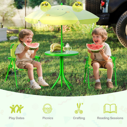 4 Pieces Kids Picnic Set Toddler Outdoor Activity Table with 2 Folding Chairs-Light Green