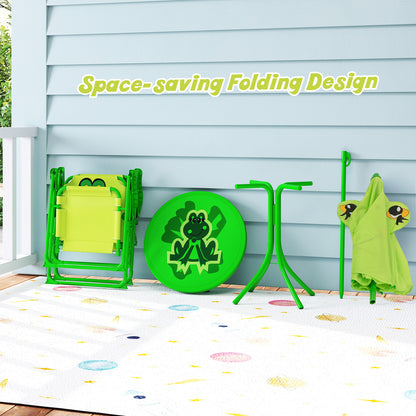 4 Pieces Kids Picnic Set Toddler Outdoor Activity Table with 2 Folding Chairs-Light Green