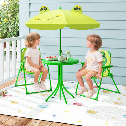 4 Pieces Kids Picnic Set Toddler Outdoor Activity Table with 2 Folding Chairs-Light Green