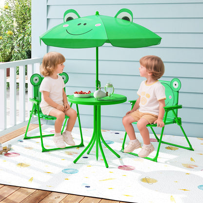 4 Pieces Kids Picnic Set Toddler Outdoor Activity Table with 2 Folding Chairs-Green