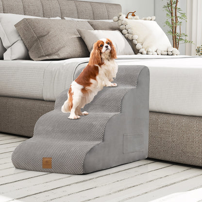 4-Tier Foam Dog Ramp with Washable Zippered Cover