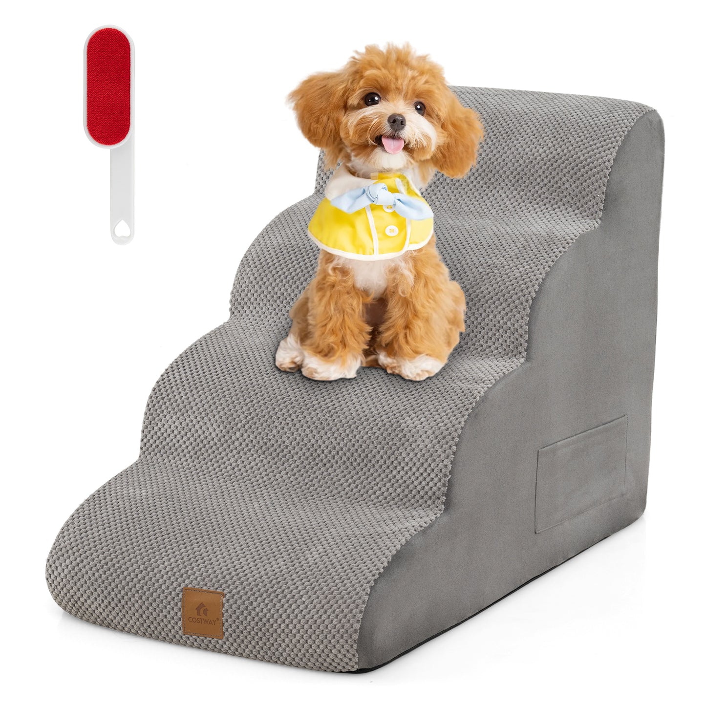 4-Tier Foam Dog Ramp with Washable Zippered Cover