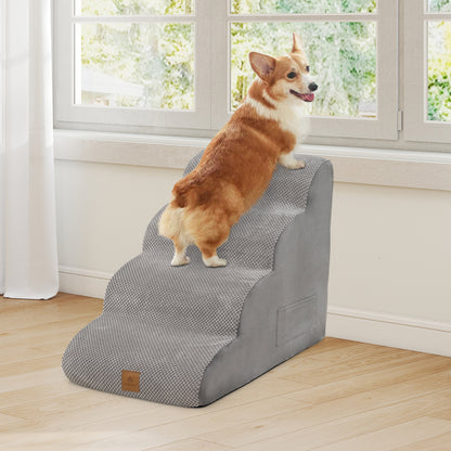 4-Tier Foam Dog Ramp with Washable Zippered Cover