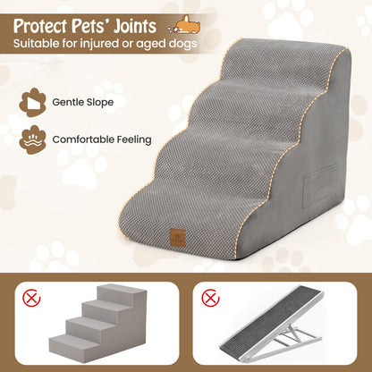 4-Tier Foam Dog Ramp with Washable Zippered Cover