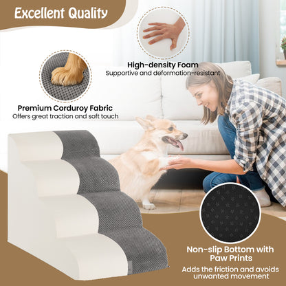 4-Tier Foam Dog Ramp with Washable Zippered Cover