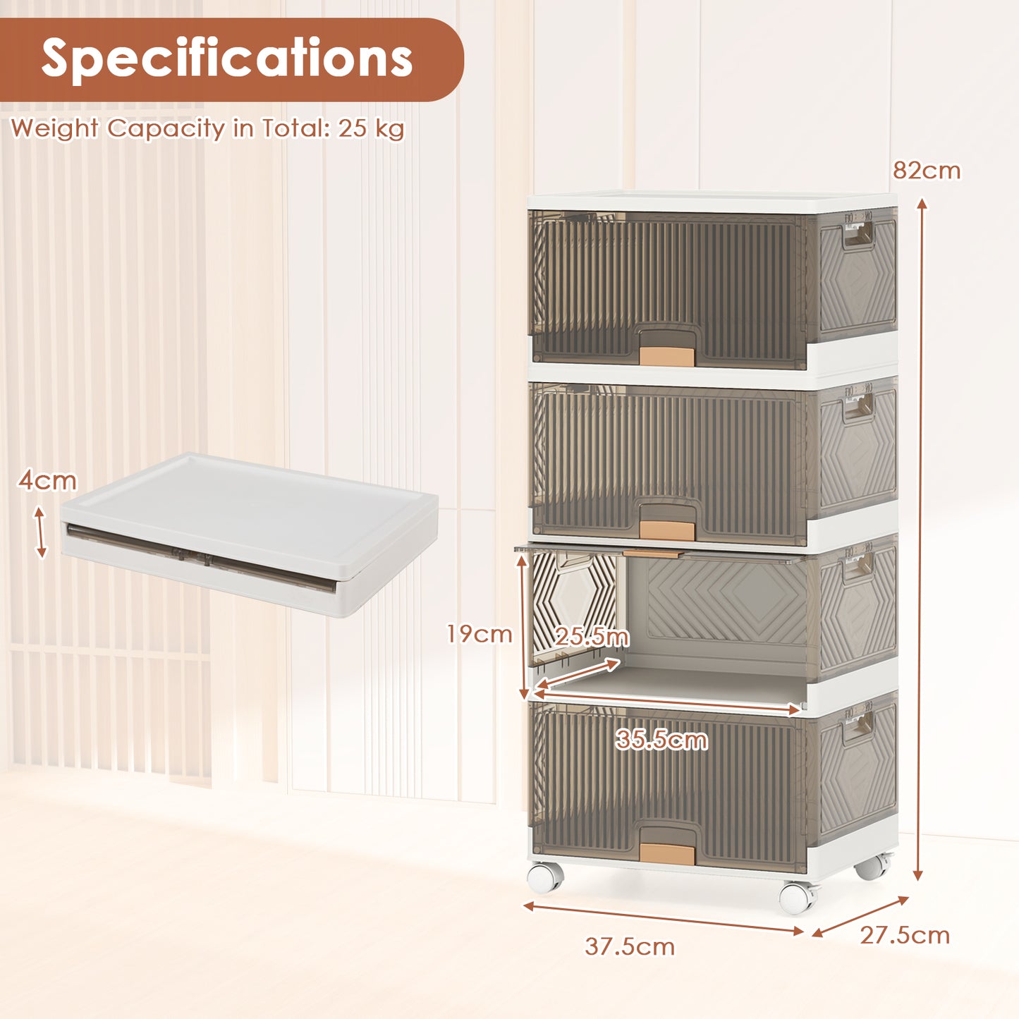 3/4/6-Tier Foldable Shoe Rack Organizer-4-Tier