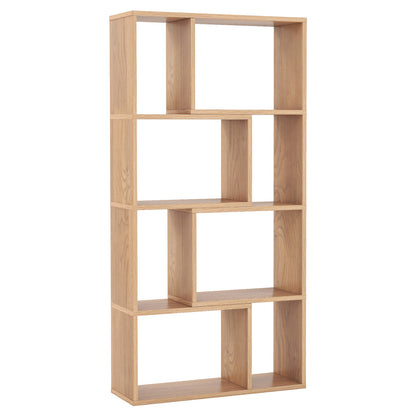 4-Tier Geometric Bookshelf with 8-Cube Storage Organizer-Natural