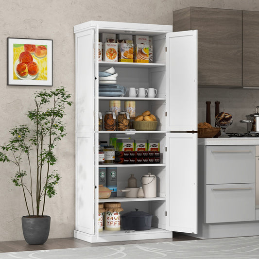 Costway 4 Door Kitchen Pantry with 6-Tier Shelves for Dining Room