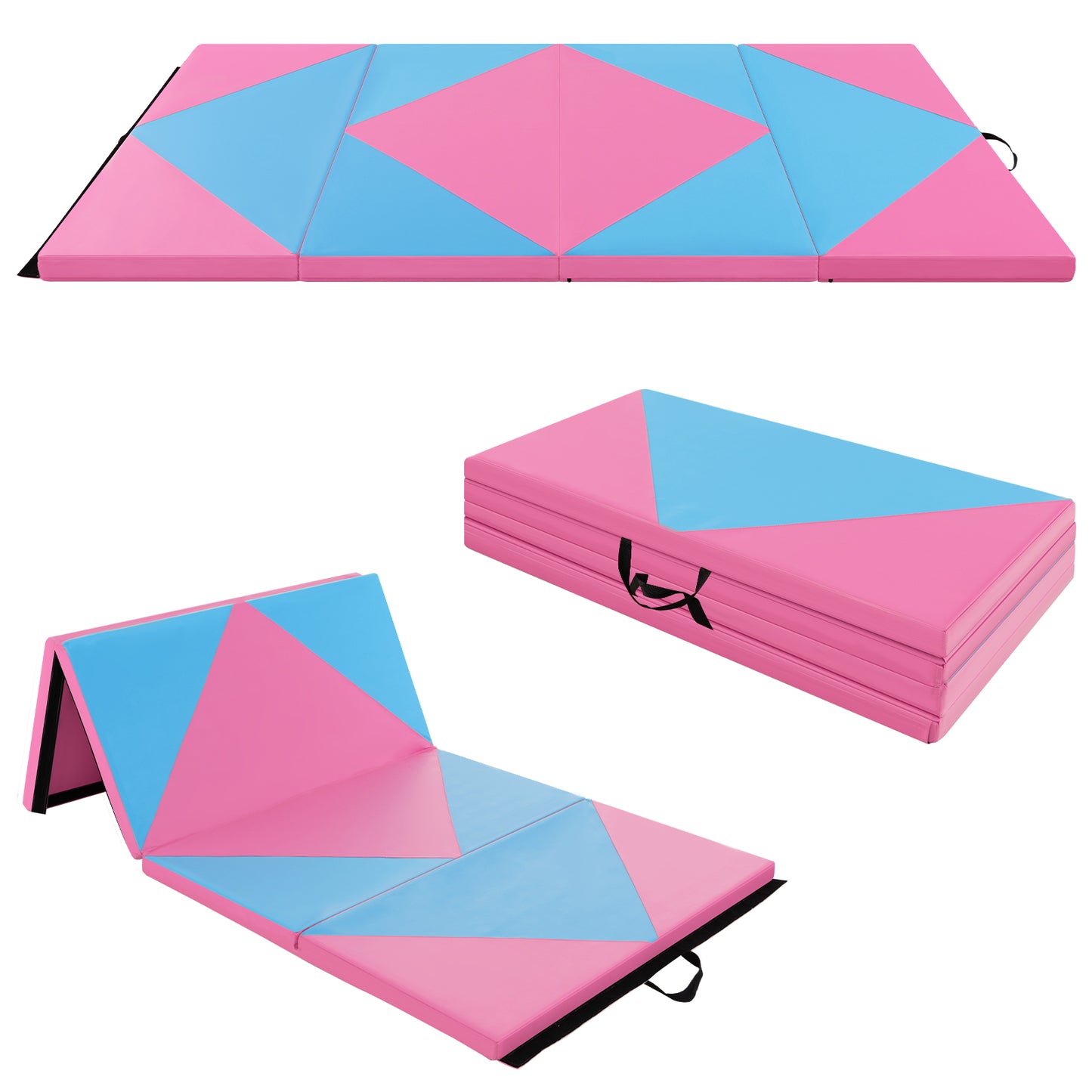 240 x 117 x 5 cm Gymnastics 4-fold Tumbling Exercise Mat for Home Gym Fitness-Blue