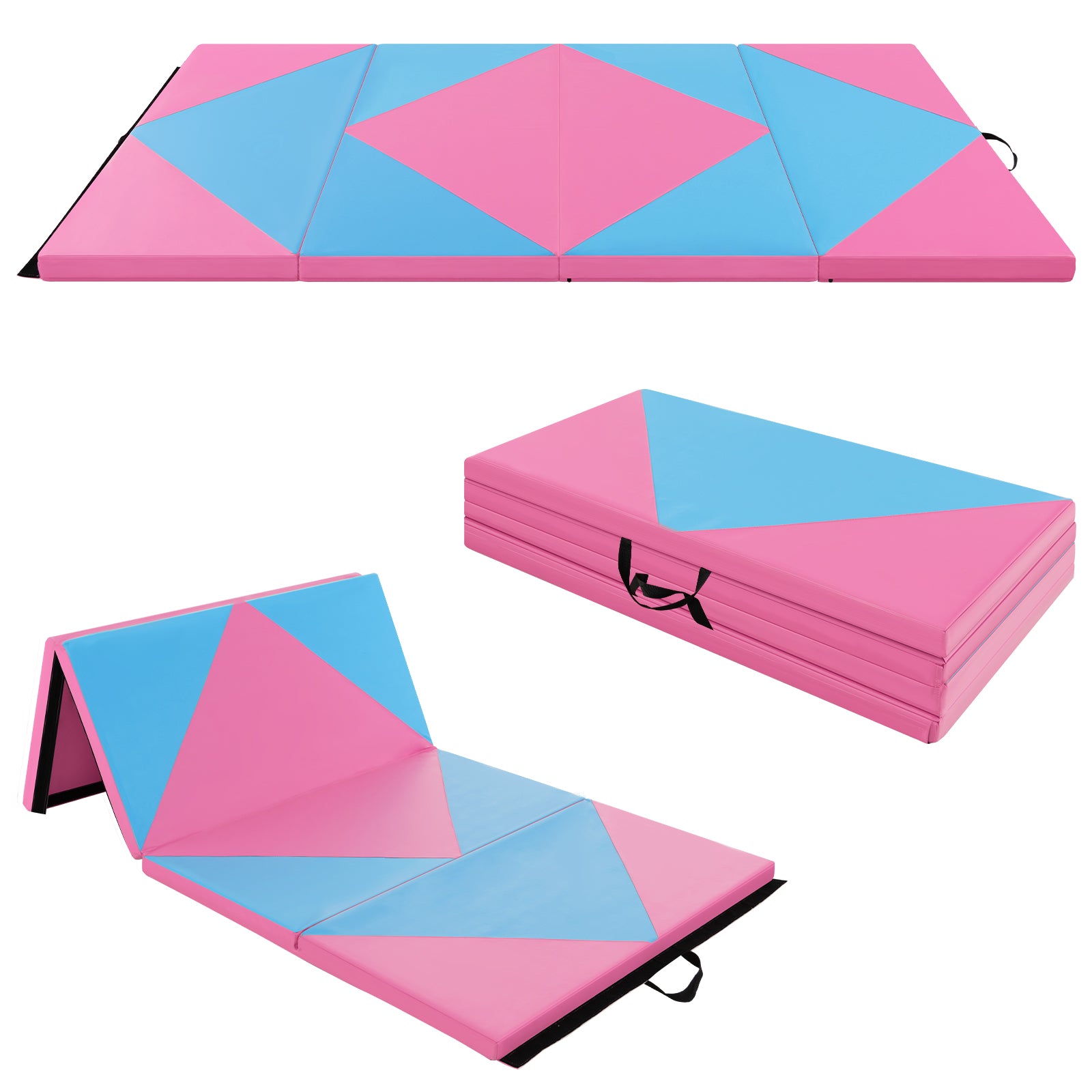 240 x 117 x 5 cm Gymnastics 4-fold Tumbling Exercise Mat for Home Gym Fitness-Blue