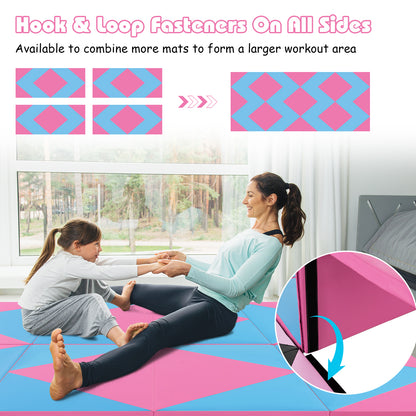 240 x 117 x 5 cm Gymnastics 4-fold Tumbling Exercise Mat for Home Gym Fitness-Blue