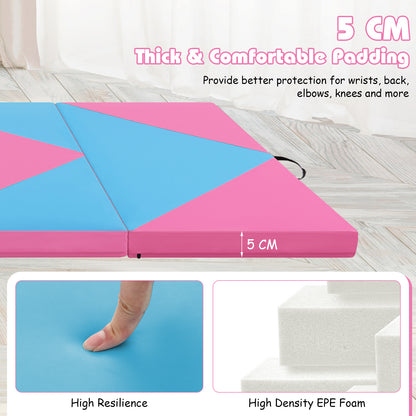 240 x 117 x 5 cm Gymnastics 4-fold Tumbling Exercise Mat for Home Gym Fitness-Blue