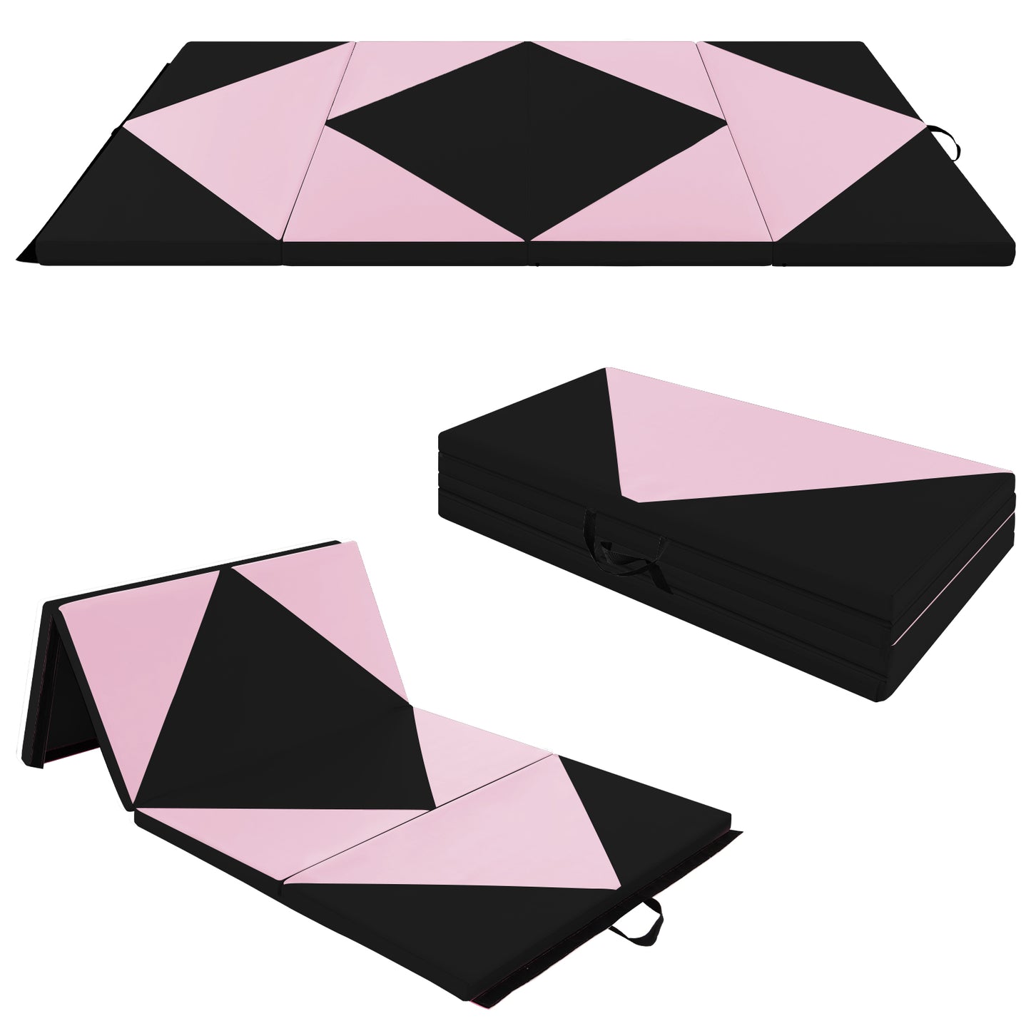 240 x 117 x 5 cm Gymnastics 4-fold Tumbling Exercise Mat for Home Gym Fitness-Pink