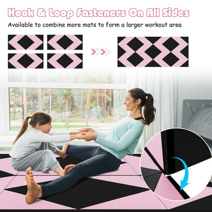 240 x 117 x 5 cm Gymnastics 4-fold Tumbling Exercise Mat for Home Gym Fitness-Pink