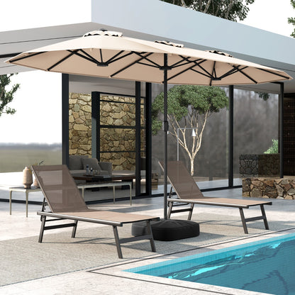 4 M Double-sided Patio Umbrella with Crank Handle, Umbrella Base for Garden Pool Backyard-Beige