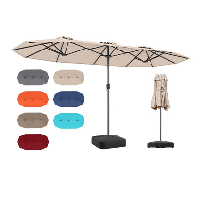 4 M Double-sided Patio Umbrella with Crank Handle, Umbrella Base for Garden Pool Backyard-Beige