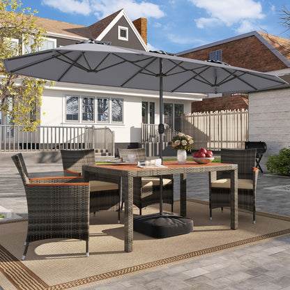 4 M Double-sided Patio Umbrella with Crank Handle, Umbrella Base for Garden Pool Backyard-Grey