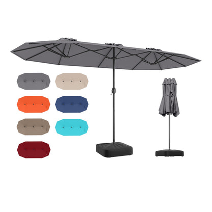 4 M Double-sided Patio Umbrella with Crank Handle, Umbrella Base for Garden Pool Backyard-Grey